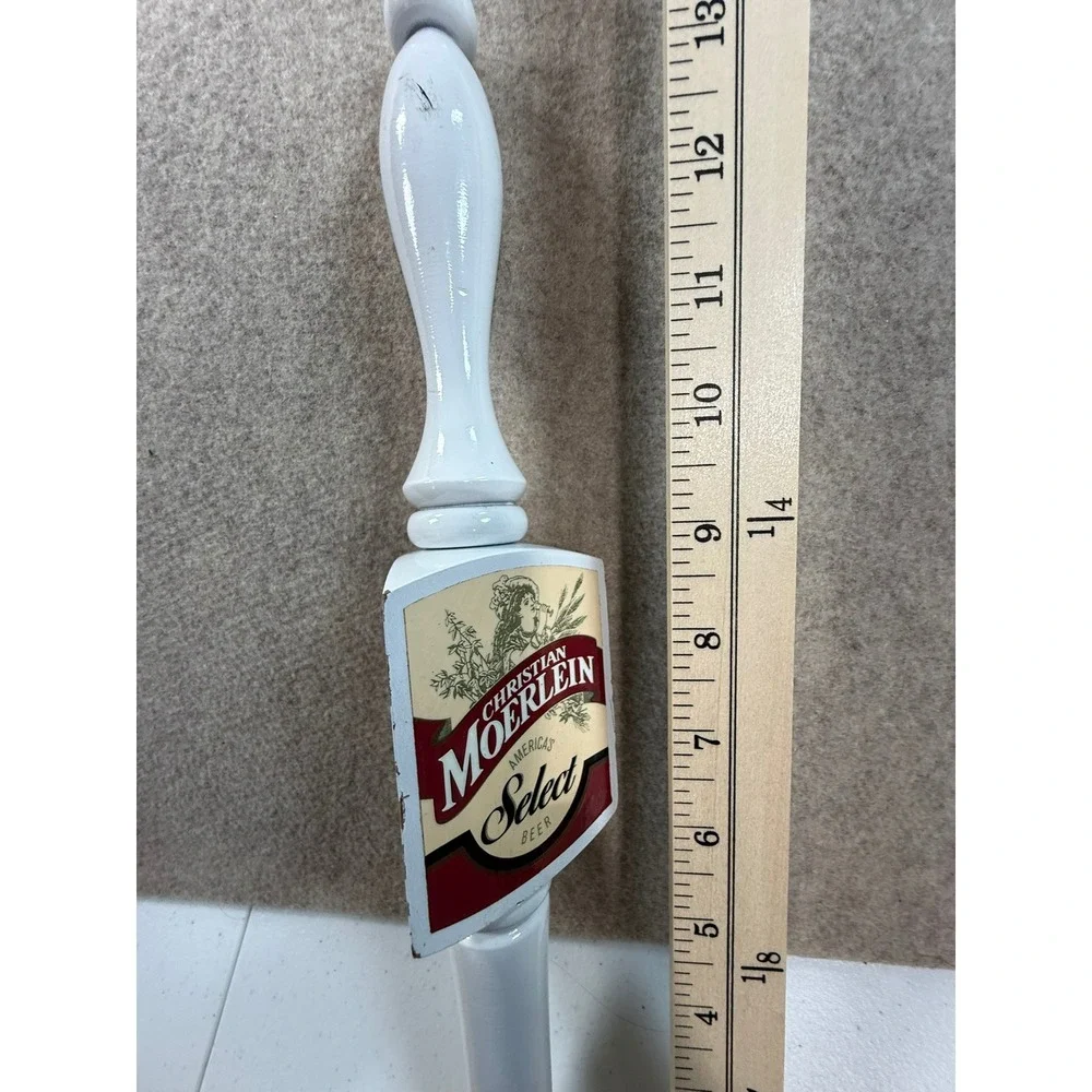 Christian‎ Moerlein Select Beer Tap Handle White Spindle Vintage Barware 14.5